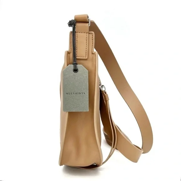 All Saints Crossbody Cooper Lea Leather Bag Light Caramel (Tan) Stitched  New NWT